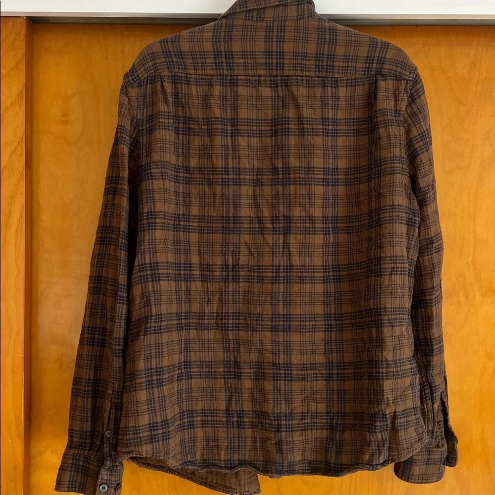 Express Men's Brown and Blue Flannel